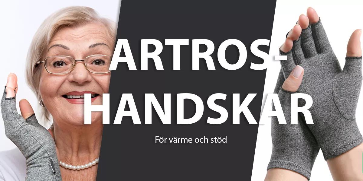 Bild på person som bär artroshandskar